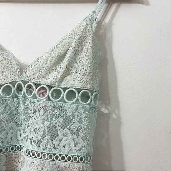 Victoria’s Secret XS Green Babydoll Y2K Coquette Mini Fairy Lace Mini Dress - Picture 4 of 13